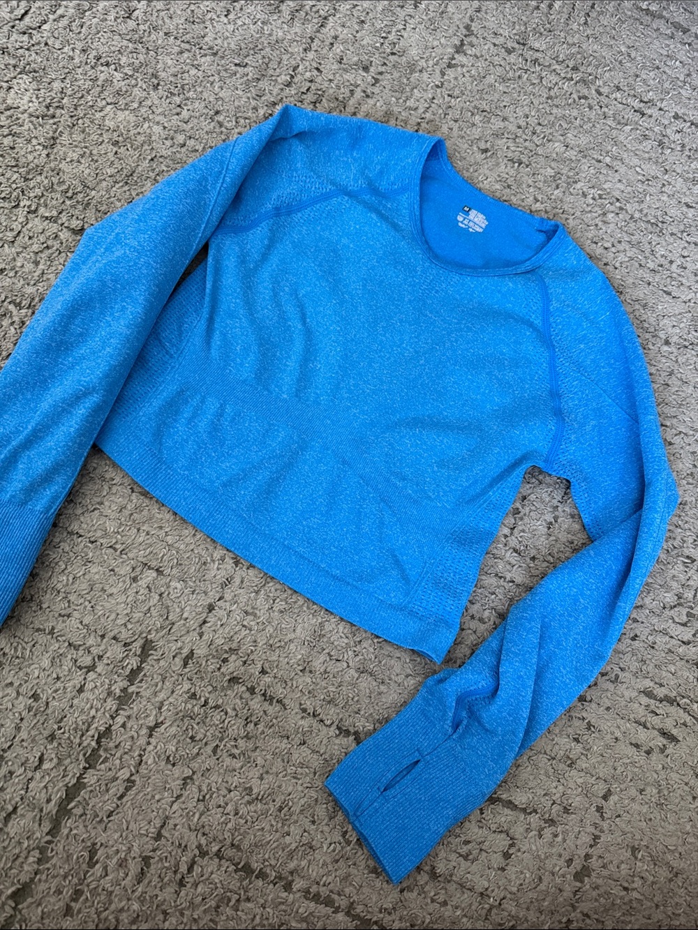 Women's Bright Blue Crewneck Long Sleeve Top